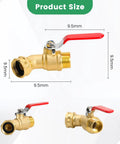 Heavy Duty Full Flow Ball Shut Off Valve With Long Handle In Thick Solid Brass Three Quarter Inch GHT Garden Hose Valve For Outdoor Faucets Lawn Irrigation Car Wash 360 Degree Swivel Anti Kink Design, size view