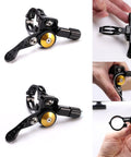 Universal MTB Dropper Remote Lever For 22.2mm Or 24mm Handlebar, Black aluminum seatpost shifter with wrenches and clamp mount.
