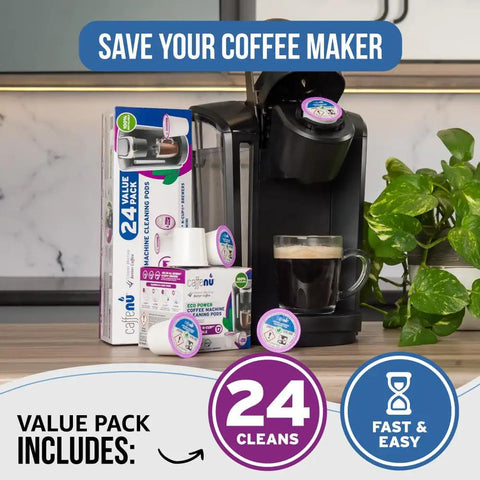Coffee Machine Cleaning Pods Kit With 24 Rinse Pods Eco Friendly Formula Removes Stale Coffee Residue And Stains next to brewer