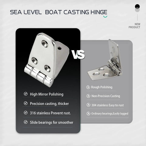 Marine Grade Stainless Steel Boat Hatch Hinge Set Heavy Duty Tough As Nails Four Inch By 1.5 Inch Hinges With Screws For Cabinets Doors And Boats Corrosion Resistant Four Pack, high mirror polishing.