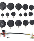 Wzyblixo 19-piece turbo leak tester kit; black plastic caps with stepped adapters 1-1/4 to 4-1/4 in, hose and fittings
