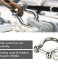 Built Tough 304 Stainless Steel D Ring Shackles 6-Pack Heavy Duty 1/2 Inch Marine Grade Clevis Anchor Hardware for Rigging and Towing