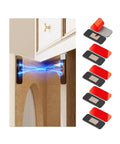 5 Pack Ultra Thin Magnetic Door Catch With Adhesive Tape, 0.08 Inch Stainless Steel Cabinet Latch installed on cabinet door