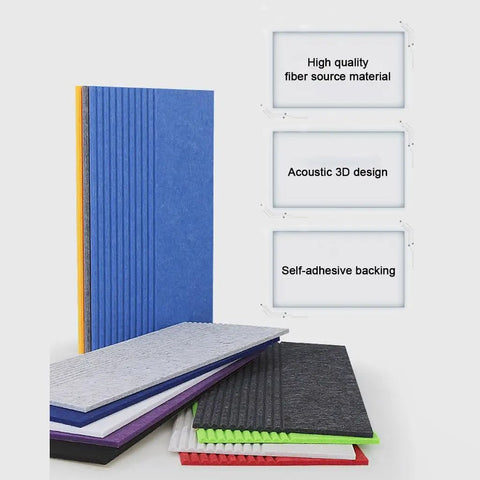 10 Pack Hella Dense Soundproof Acoustic Wall Panels With Peel And Stick Backing 19 Inch Premium Polyester Fiber on display.