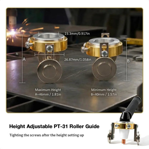 PT 31 Roller Guide Plasma Cutter Torch Stand Off With Double Wheel Spacer for Smoother Pro Grade Cuts fits Cut 40 Cut 50D