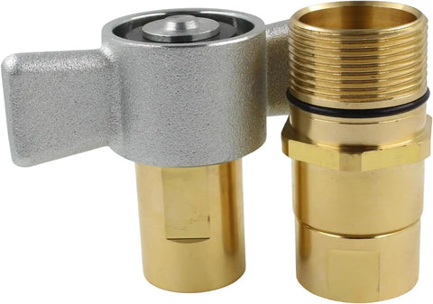 1 Inch NPT Wet Line Wing Nut Heavy Duty Hydraulic Quick Disconnect Coupler Set For Live Bed Dump Trailer Systems With Brass Body