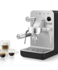 Next Level Semi Pro Espresso Machine Featuring 15 Bar Pump Pressure And Triple Thermoblock Heating For Rock Solid Temp Control And Strong Steam Wand Pulling Real Deal Barista Shots Daily In Glossy Black with coffee cups