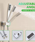 Shower System, 10-Inch Rain Head, 2-in-1 Handheld, Chrome, Wall Mount showing adjustable angle sprayers and chrome fixtures.