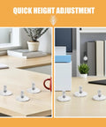 Heavy Duty Adjustable Furniture Levelers With 12 Piece Wobble Free Swivel Base For Tables Cabinets And Chairs Noise Reducing Plastic Metal Feet No Skid Tight Setup on a desk.