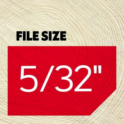 File size 5/32 inch text on wooden texture background.