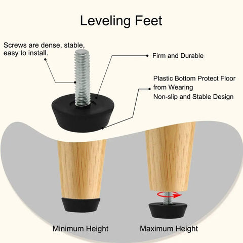 Adjustable Leveling Feet For Furniture With M6 Thread 20mm Length And 25mm Base Diameter Floor Protectors illustration