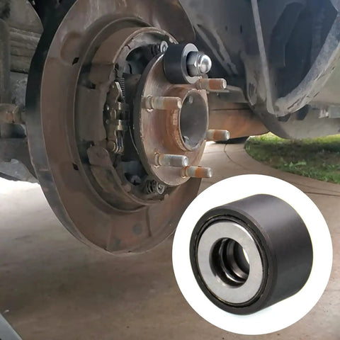 Wheel Stud Installer Tool For Automotive And Light Duty Trucks in use on a vehicle hub, close-up of tool detail and application.