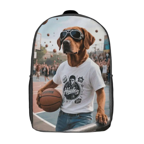 Cool Dog With Sunglasses Backpack For Men And Women Durable 600D Polyester Bookbag Lightweight 17 Inch Laptop Daypack