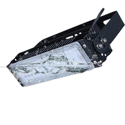 Heavy Duty Outdoor Flood Light Built Like A Tank For Stadium And Large Yards Featuring IP65 Waterproof Sealing And Knocked Out Bright 6000K Cool White Spotlight Illumination That Handles Any Job Without Breaking A Sweat mounted securely with clear lens and rugged housing
