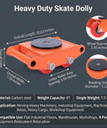 6000 Kg Capacity Industrial Moving Skates Four Pack Beefy Heavy Duty Machinery Dollies With 360 Degree Swivel Wheels diagram