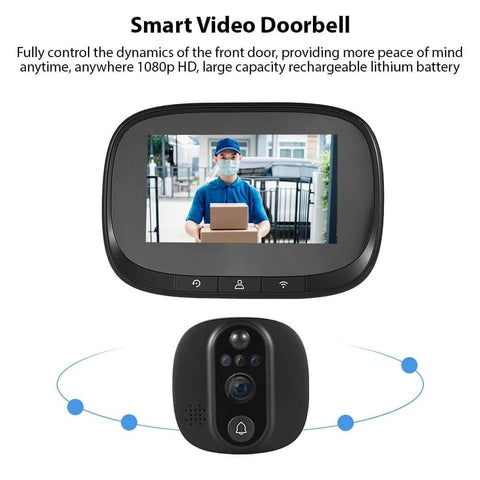 Smart Video Doorbell Camera With 4.3 Inch Display, WiFi Door Peephole Monitor, Tuya App Connected, Wireless Digital Door Viewer