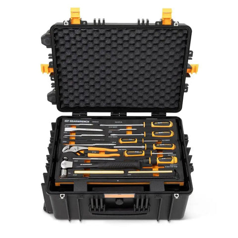 185 Piece GMTK Tool Kit With 1/4 Inch 3/8 Inch And 1/2 Inch Drive In Foam Trays And Heavy Duty Tool Carrier Military Grade IP67 TAA Compliant