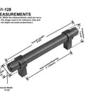 Diagram of 10 Pack Satin Nickel Bar Cabinet Handles Pulls, Modern Solid Steel, 5 Inch Hole Centers with dimensions labeled.