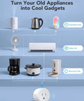 4 Pack Smart Plugs With Bluetooth Or WiFi Stability connected to various home appliances.