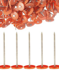 100 Pack 3 Inch Galvanized Roofing Nails With Premium Round Plastic Caps built tough, displayed with orange caps and steel shafts.