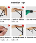 Installation steps for 12 Pack 16 By 10 Inch Built Like A Tank Metal L Shaped Shelf Brackets Wall Mounted shown in six images