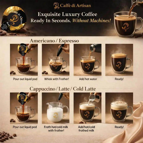 Liquid Coffee Pods For Premium Single Serve Coffee Ready In Seconds Machine Free And Eco Friendly Ideal For Cold Brew