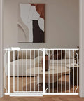 Adjustable White Baby Gate For Indoor Use Expands From 24 To 29 Inches 30 Inches Tall Safe Walk Through Barrier For Doorways Stairs Banisters And Pets Easy Install For Homes in modern living room setting