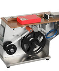 Fully Automatic Right Angle Labeling Machine With Microcomputer Control For Precise 90 Degree Corner Label Application featuring stainless steel design and a red label on top.