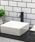 Square Bathroom Vessel Sink Porcelain Ceramic White Vanity Sink Above Counter Modern Sink For Cabinet Lavatory Hotel Style Art Basin Home Washing Basin No Fuss Easy Clean Glaze Finish Sleek Look