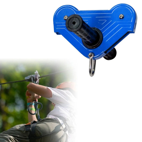 Backyard Zip Line Kit For Kids With Easy Install Rope Handle And Outdoor Pulley, Sturdy Iron Construction, blue color option