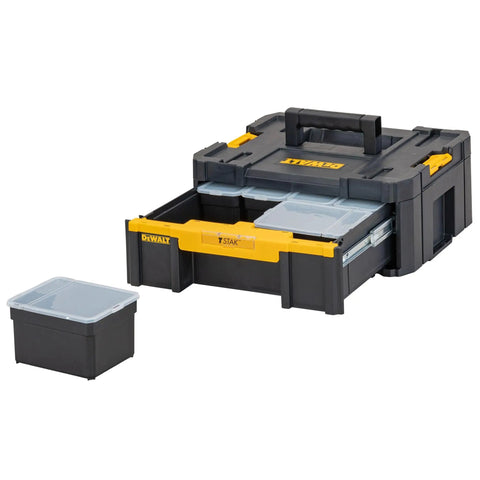 Sturdy T Stak III Deep Drawer Tool Storage Box with Drawer Built Tough as Nails for Impact Drivers Yellow and Black Construction