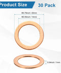 30 Pack Copper Crush Washers M14 Metric Sealing Rings Rock Solid For Automotive Oil Pan Fuel Line Plumbing Machinery Hydraulic Systems. Size details included.
