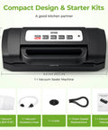 Powerful Vacuum Sealer For Food 90kPa With Dry And Moist Modes, 7 In 1 Function, Easy Lock Handle, Compact Design with accessories