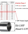 Heavy Duty 304 Stainless Steel Pipe Coupling 1 Inch Npt Female X Female 1 1/2 Length with ID 1.315" size chart