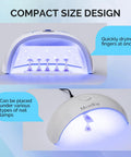 Compact size UV nail lamp drying 5 fingers, two views, suitable for use with Two Sets Blue Acrylic Nail Stand With Magnetic Display Base
