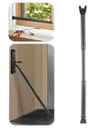 2-In-1 Door Security Bar And Patio Stopper, Adjustable Iron, Kid Proof, Black shown on window and door