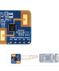 Top view of 24GHz MmWave Human Motion Sensor With FMCW Radar For Real Time Body Detection, showing connector pins and circuitry.