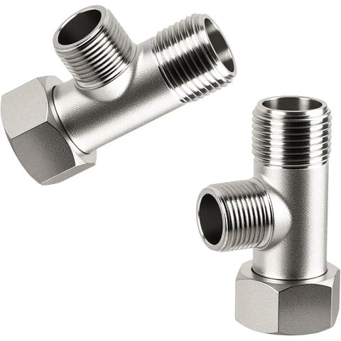 Rock Solid Three Way Brass Diverter Valve Tee Joint Connector With Half Inch Threading for heavy duty bathrooms in chrome finish