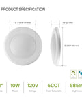 Image of 12 Pack 4 Inch LED Disk Lights Dimmable Flush Mount And Surface Mount Ceiling Fixtures 2700K To 5000K 5CCT 685 Lumens