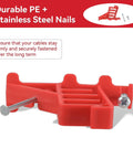 Heavy Duty Multi Cable Staples For Romex And Ethernet in red, featuring durable PE and stainless steel nails for secure installation.