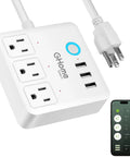 Smart Power Strip Surge Protector With 6 In 1 WiFi Outlets, Works With Alexa And Google Home, 10A, Easy App Control, White Extension Cord