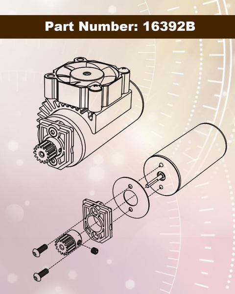 Diagram of 1 16 Scale RC Car Spur Gear 16401Y With Pinion 16392B Beefed Up Powder Metallurgy assembly