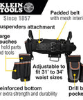 Tradesman Pro Electrician Padded Tool Belt And Pouch Set With Removable Pockets, Breathable Mesh Belt, fits 31 to 34 Inch Waists
