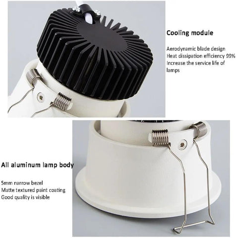 Cooling module and aluminum lamp body details of saditesdk 3.3 Inch Led Recessed Lighting, Cri95 Anti-Glare Led Downlight.