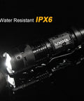 Ultra Bright Mini LED Flashlight Pen Style 5 Pack shown with water resistance in pocket-sized durable form, 300 lumens for camping, cycling.