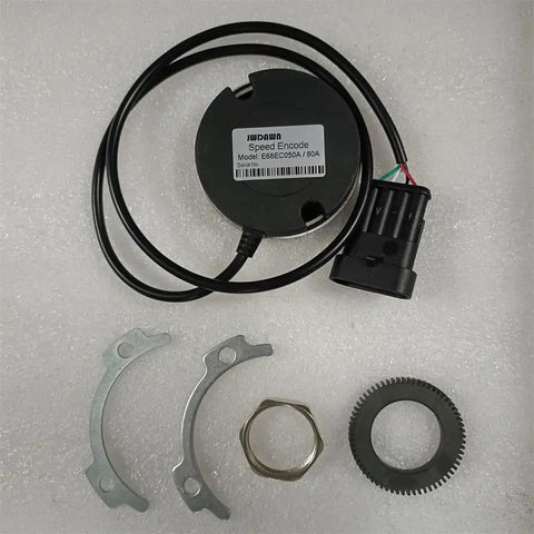 Tough Build Motor Speed Encoder Swap For Golf Carts Electric Vehicles Forklifts And Pallet Trucks Featuring 4 Wire Harness and 64 Pulse Output with accessories.