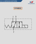 Hydraulic solenoid selector diverter valve, 3-port SAE 8, 12V DC, front schematic with ports P, A, B