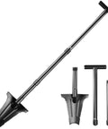 46 Inch Metal Detecting Shovel with Double Serrated Blade for Relic Hunting Gold Prospecting Landscaping and Garden Work, disassembled view.