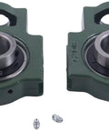 Two 1-1/2 Inch Pillow Block Take-Up Mounted Ball Bearings UCT208-24 UCST208-24 with visible shafts and screws