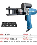 Portable Electric Hydraulic Pliers For Copper And Aluminum Terminal Crimping Effortlessly Handle Big Jobs With Powerful Yz-300a close-up view with mold attachments.